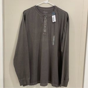 Casuals Men's Long-Sleeve Henley Shirt L Gray NWT